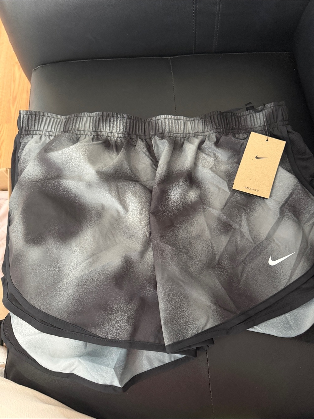 Nike Women's Black and Gray Dri-FIT Athletic Shorts